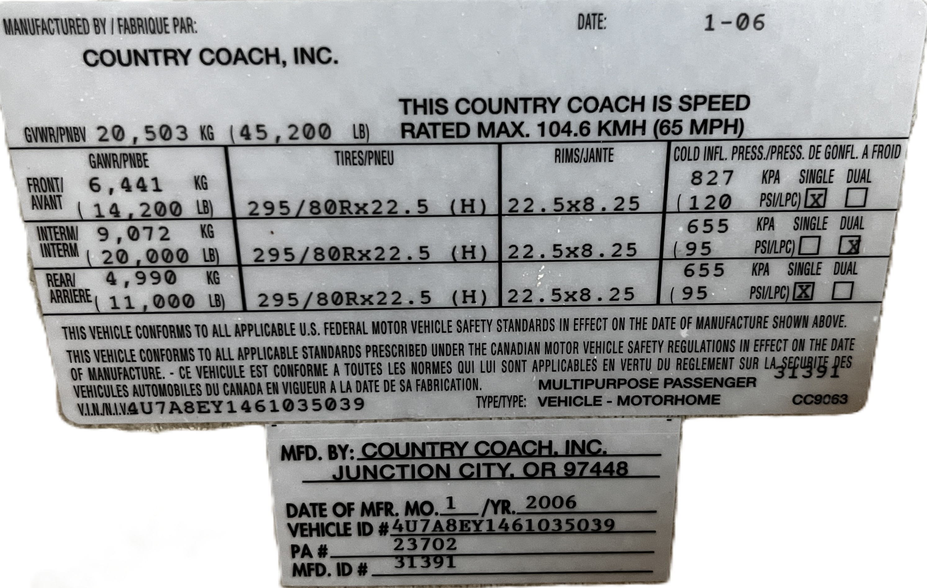 Coach spec information image