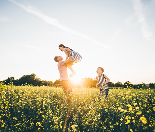 Family in field